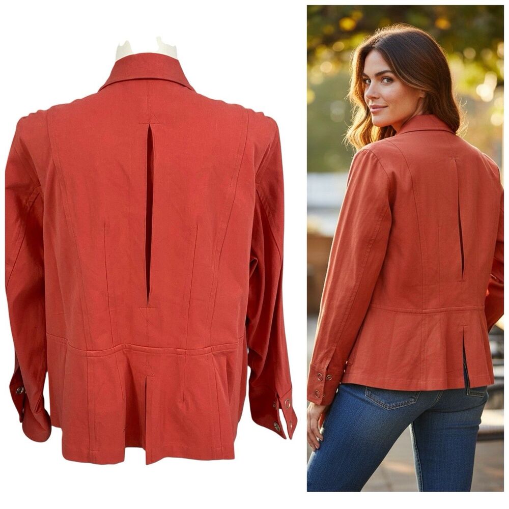 Dialogue Blazer Womens Sz 24W Orange Jacket Workwear Business Casual Utility